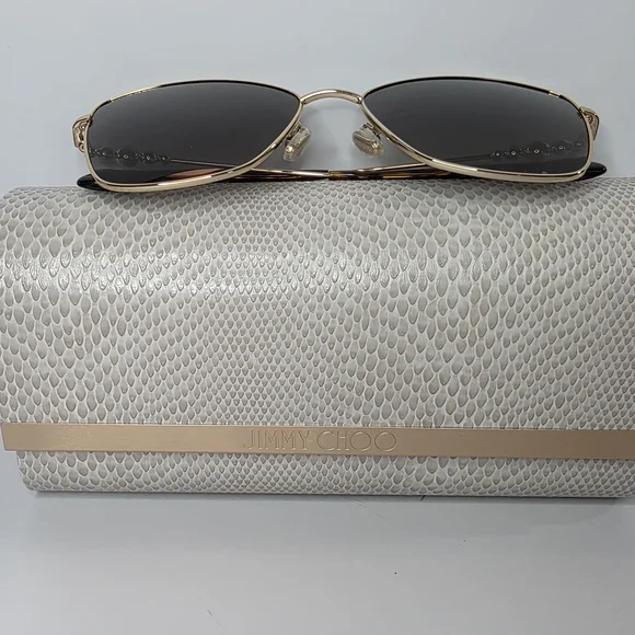 Jimmy Choo Gold Frame Sunglasses with Black Lenses display picture 1